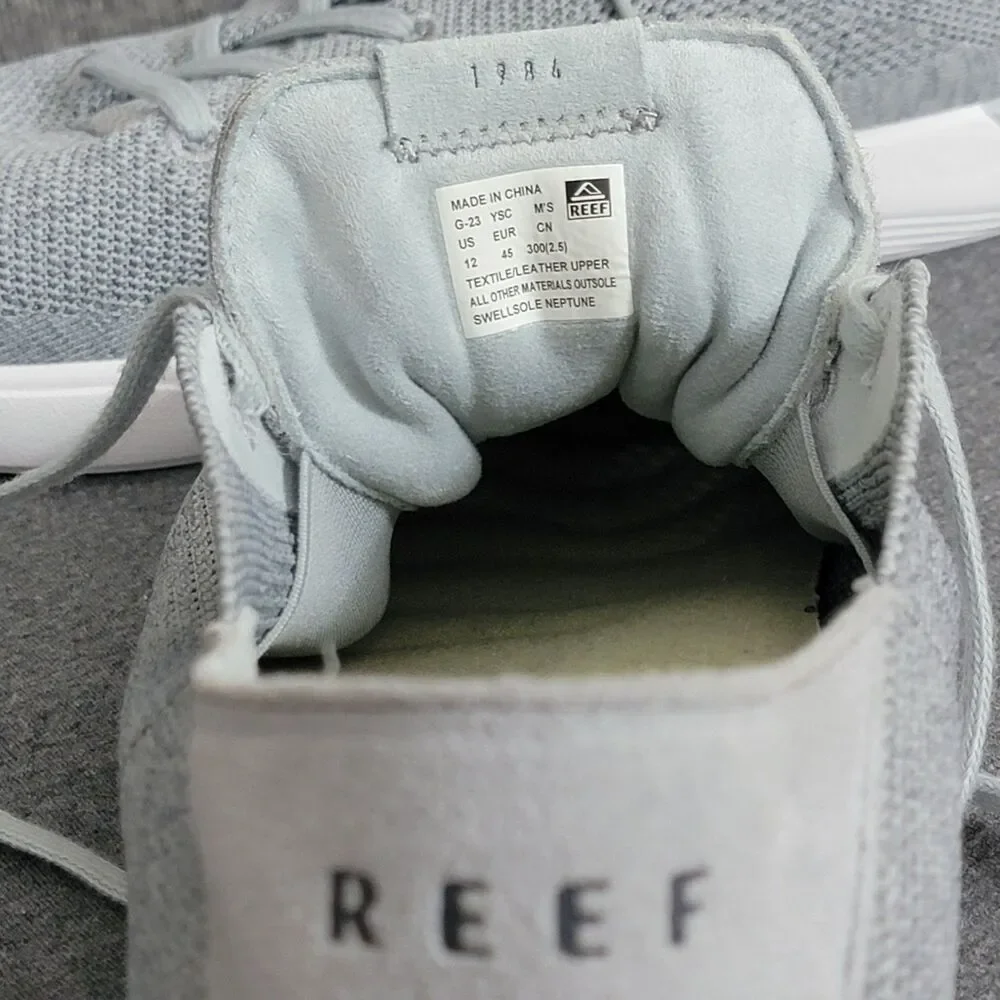 Reef Swellsole Neptune Shoes Mens 12 Gray Knit Slip On Lace Up Comfort Sneakers